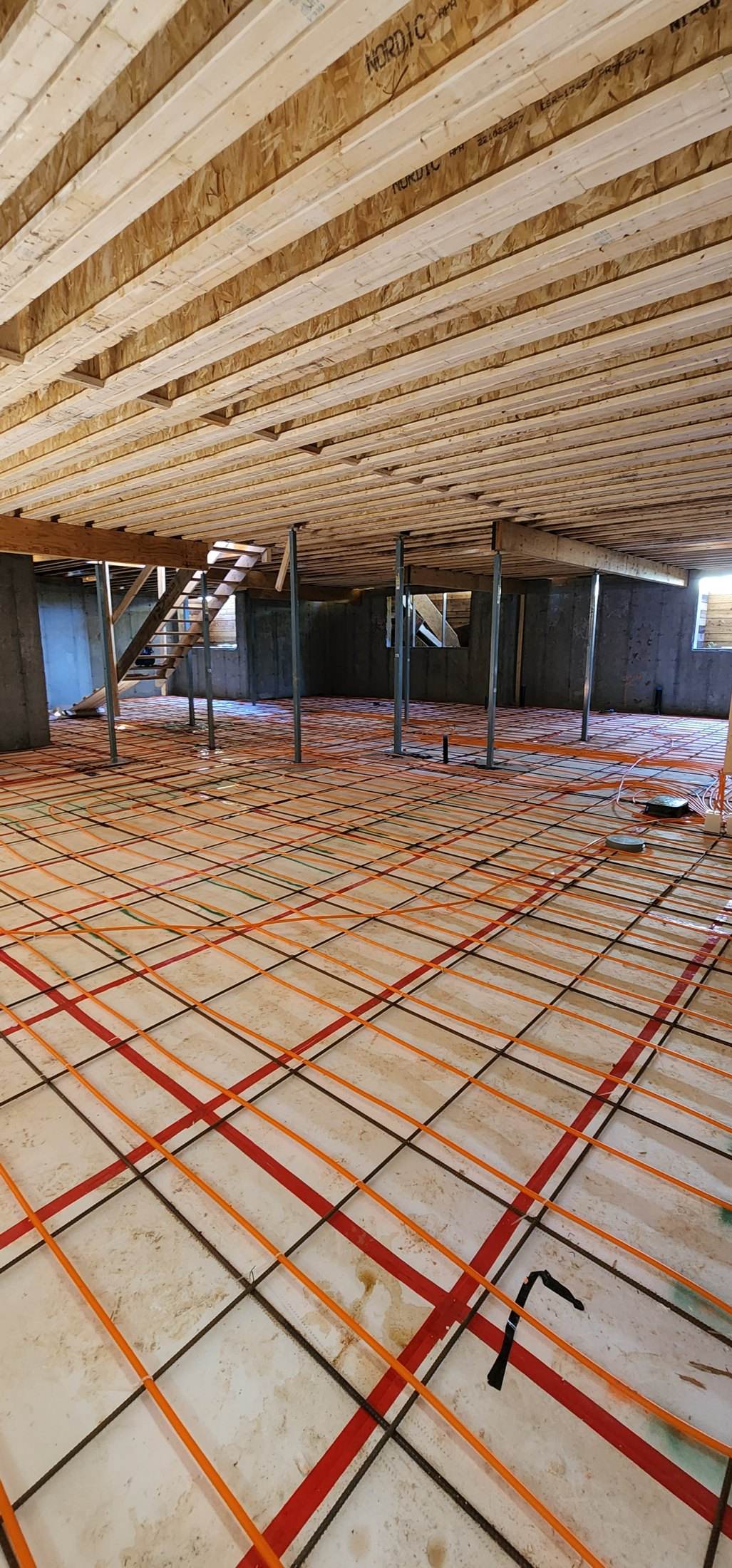 In-floor radiant heating tubing installed by DNB in Calgary